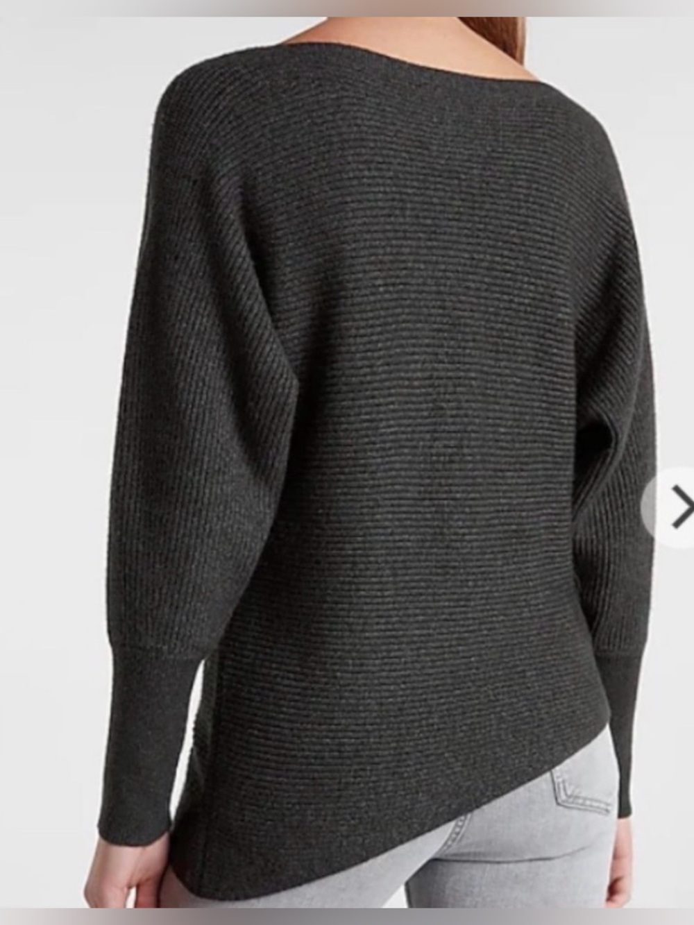 Express Ribbed Asymmetrical Sweater - Picture 8 of 8
